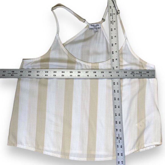 Splendid Tank Womans Sz XS Tan Stripe Sleeveless Halter Crop Adjustable Top - Picture 7 of 10